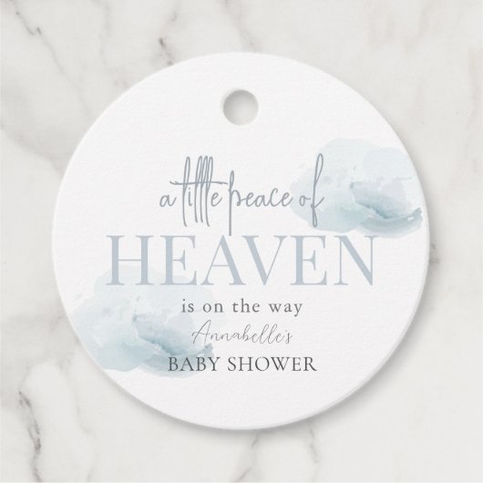 Little Peace of Heaven Blue Cloud Boy Baby Shower Geschenkanhänger (Vorderseite)