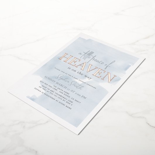 Little Peace of Heaven Blue Sky Boy Baby Shower Folieneinladung (Gedreht)