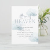 Little Peace of Heaven Boy Blue Cloud Baby Shower Einladung (Stehend Vorderseite)