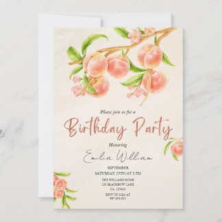 Little Peach Birthday Party Einladung