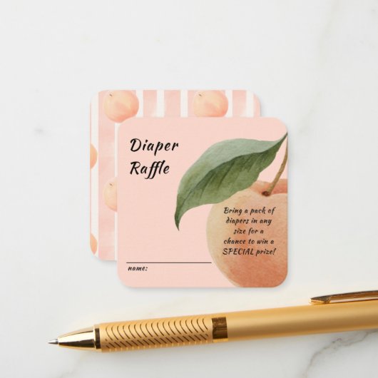 Little Peach Diaper Raffle Enclosure Card Begleitkarte (Vorderseite/Rückseite Beispiel)