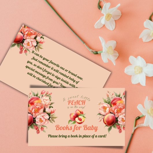 Little Peach Floral Books for Baby Shower Game Begleitkarte