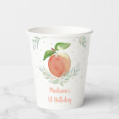 Little Peach Gold Floral Geburtstag Pappbecher (Rückseite)