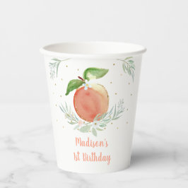 Little Peach Gold Floral Geburtstag Pappbecher