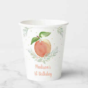 Little Peach Gold Floral Geburtstag Pappbecher