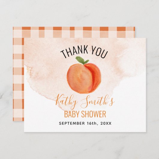 Little Peach Summer Citrus Dankeskarte (Vorne/Hinten)