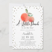 Little Peach Watercolor White Baby Dusche Einladung (Vorderseite)