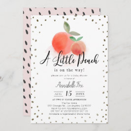 Little Peach Watercolor White Baby Dusche Einladung