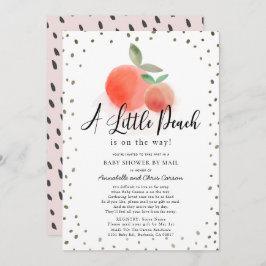 Little Peach Watercolor White Baby Shower by Mail Einladung