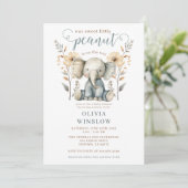 Little Peanut Baby Elephant Blue Baby Dusche Einladung (Stehend Vorderseite)