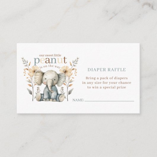 Little Peanut Baby Elephant Blue Diaper Raffle Begleitkarte (Vorderseite)