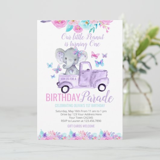 Little Peanut Birthday Parade Einladung (Stehend Vorderseite)