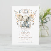 Little Peanut Blue Baby Elephant Baby Dusche Einladung (Stehend Vorderseite)