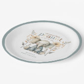 Little Peanut Blue Baby Elephant Paper Plate Pappteller (Schrägansicht)