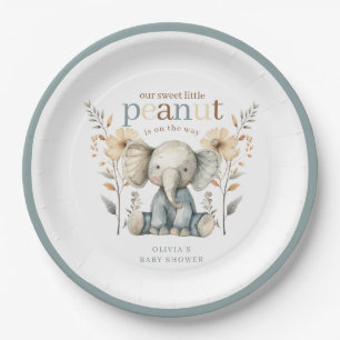 Little Peanut Blue Baby Elephant Paper Plate Pappteller