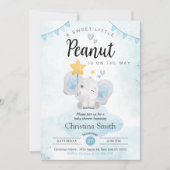 Little Peanut Blue Elephant Baby Boy Dusche Einladung (Vorderseite)