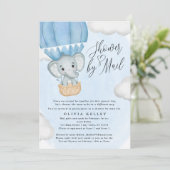 Little Peanut Blue Elephant Baby Shower by Mail Einladung (Stehend Vorderseite)