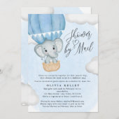 Little Peanut Blue Elephant Baby Shower by Mail Einladung (Vorne/Hinten)