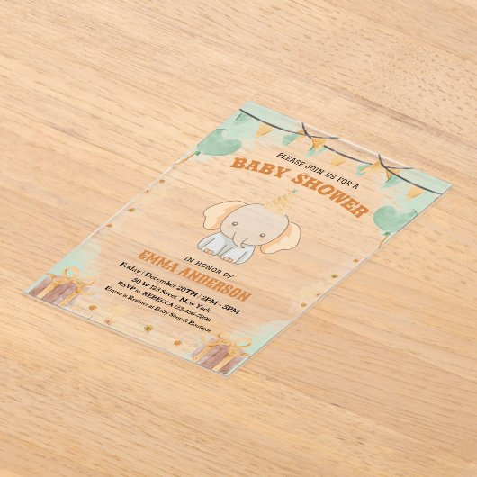 Little Peanut Dreams - Elephant Baby Shower Acryleinladungen (Ablage )