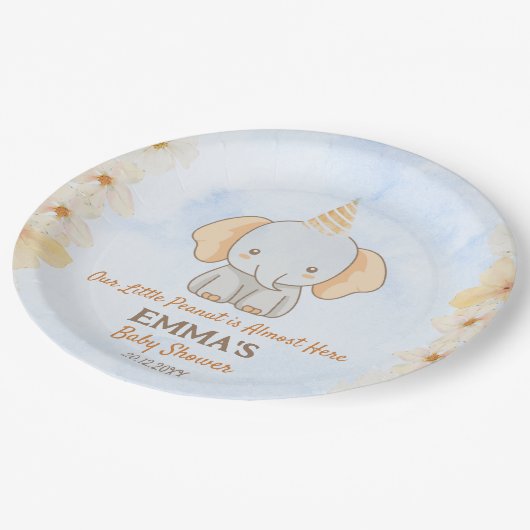 Little Peanut Dreams - Elephant Baby Shower Pappteller (Schrägansicht)