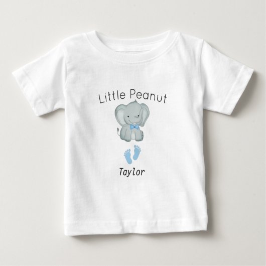 Little Peanut Elephant, Baby Boy Personalisiert Ba Baby T-shirt (Vorderseite)