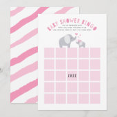 Little Peanut Elephant Baby Shower Bingo Game Pink Einladung (Vorne/Hinten)
