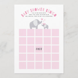 Little Peanut Elephant Baby Shower Bingo Game Pink Einladung