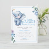 Little Peanut Elephant Baby Shower Invitation - Cu Einladung (Stehend Vorderseite)