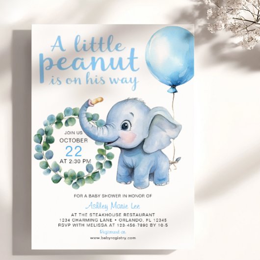 Little Peanut Elephant Baby Shower Invitation - Cu Einladung