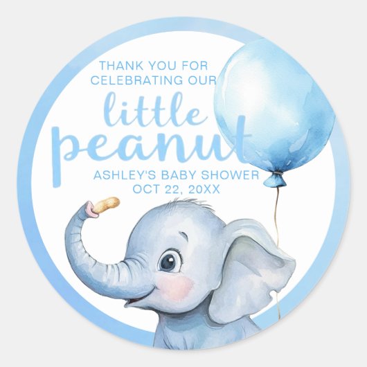 Little Peanut Elephant Baby Shower Sticker - Blau (Vorderseite)