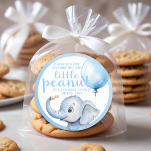 Little Peanut Elephant Baby Shower Sticker - Blau
