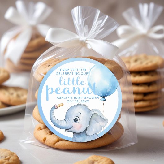 Little Peanut Elephant Baby Shower Sticker - Blau