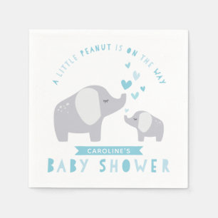 Little Peanut Elephant Babydusche Blau Serviette