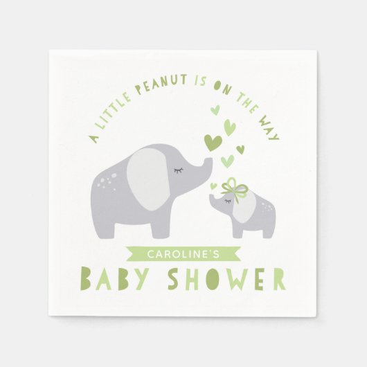Little Peanut Elephant | Babydusche | Grün Serviette (Vorderseite)