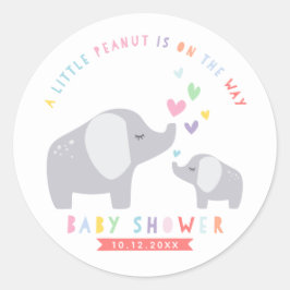 Little Peanut Elephant | Babydusche | Regenbogen Runder Aufkleber