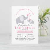 Little Peanut Elephant | Babydusche | Rosa Einladung (Stehend Vorderseite)