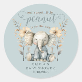 Little Peanut Elephant Blue Baby Dusche Runder Aufkleber