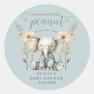 Little Peanut Elephant Blue Baby Dusche Runder Aufkleber