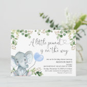 Little Peanut Elephant Blue Ballon Baby Dusche Einladung (Stehend Vorderseite)