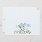 Little Peanut Elephant Blue Ballon Baby Dusche Einladung (Rückseite)