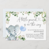 Little Peanut Elephant Blue Ballon Baby Dusche Einladung (Vorne/Hinten)