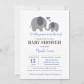 Little Peanut Elephant Blue Boy Baby Dusche Einladung (Vorderseite)