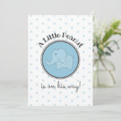 Little Peanut Elephant Blue Simple Baby Boy Dusche Einladung (Stehend Vorderseite)