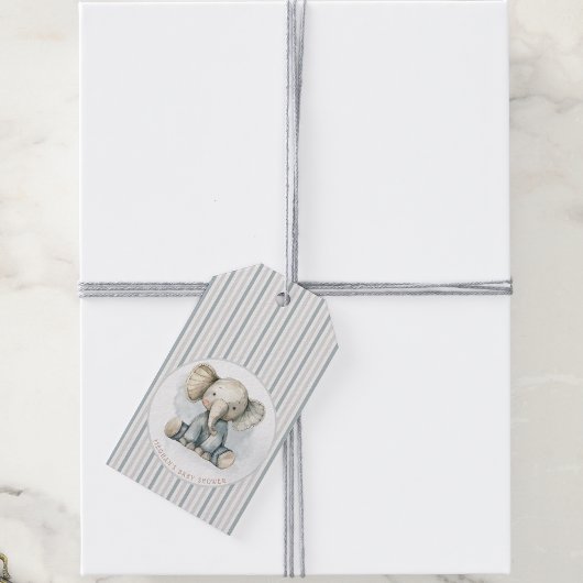 Little Peanut Elephant Blue Striping Baby Dusche Geschenkanhänger