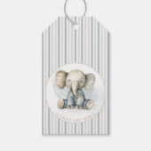 Little Peanut Elephant Blue Striping Baby Dusche Geschenkanhänger (Vorderseite)