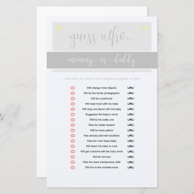 Little Peanut Elephant Boy Baby Shower Game (Vorne/Hinten)