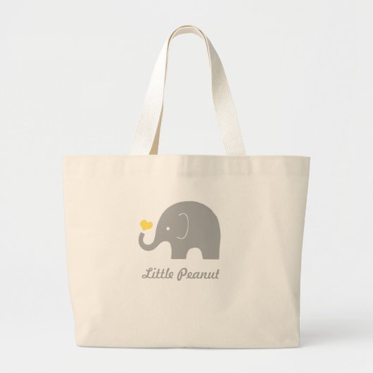 Little Peanut Elephant Tote Bag, gelbes Herz Jumbo Stoffbeutel (Vorne)