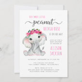 Little Peanut Elephant Watercolor Baby Dusche Einladung (Vorderseite)
