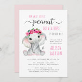 Little Peanut Elephant Watercolor Baby Dusche Einladung (Vorne/Hinten)