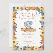 Little Peanut - Fall Elephant Pumpkin Baby Dusche Einladung (Vorderseite)